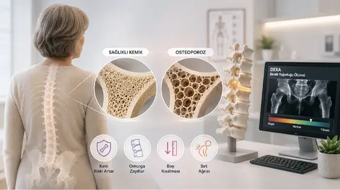 Kemik Erimesi (Osteoporoz) Nedir? Belirti Verir mi? Kemik erimesi (osteoporoz) nedir? Osteoporoz belirtileri nelerdir ve nasıl teşhis edilir? Kemik sağlığı hakkında merak edilenleri öğrenin.